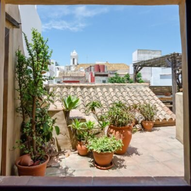 View of Tarifa old town from the main bedroom at Riad Casa Luna