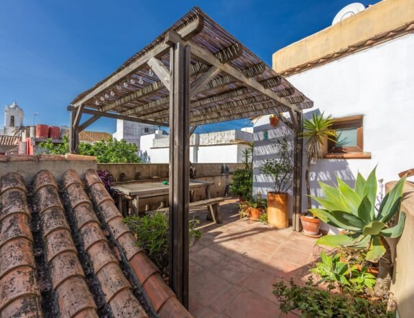 Terrace dining area at Riad Casa Luna in Tarifa