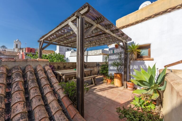Terrace dining area at Riad Casa Luna in Tarifa