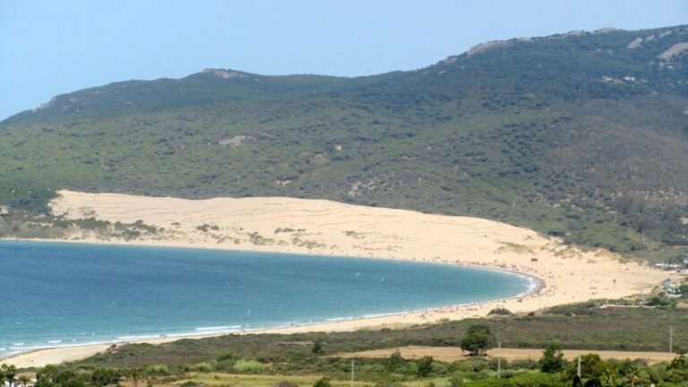 Bolonia Beach near Tarifa with sand dunes and turquoise sea